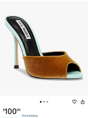 Steve Madden Velvet Peep-Toe Mule in Brown and Mint